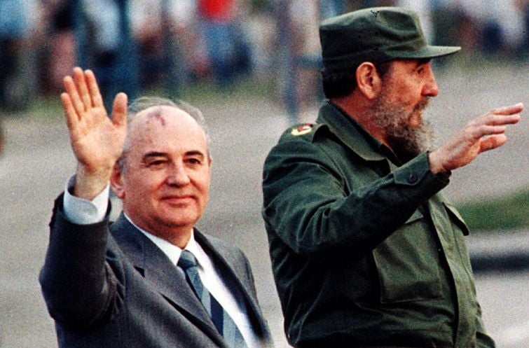 Fidel Castro y Mijail Gorbachov a Cuba, el 2 de abril de 1989