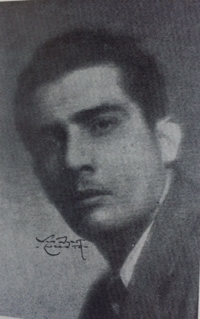 Retrato de José Lezama Lima, por Jorge Arche. Habitualmente fechado, por error, en 1938, debe ser de 1936 o anterior.