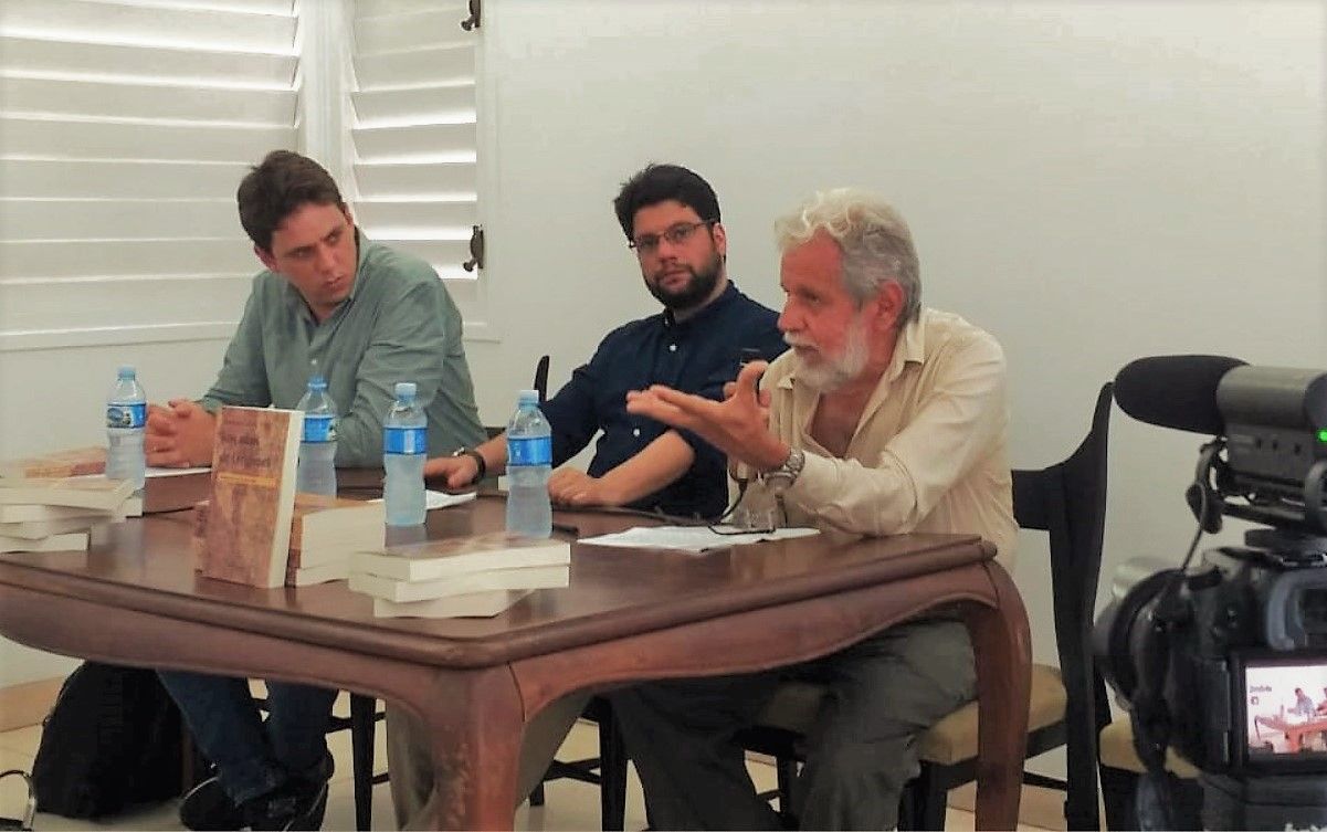 Carlos Aníbal Alonso, Juan Manuel Tabío y Enrique Saínz. Homenaje a Lorenzo García Vega. La Habana, julio de 2019 / Foto: Cortesía del entrevistado