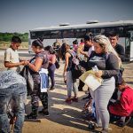 Group of Latino immigrants intercepted by the border patrol near Eagle Pass, TX.