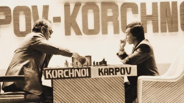 Korchnoi versus Kárpov en el match por el campeonato mundial de Baguio, Filipinas, en 1978. / Foto: chess.com
