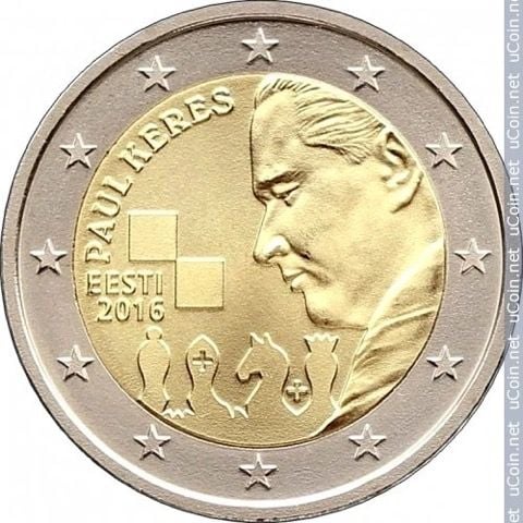 Moneda estonia de 2 euros con la imagen de Keres.