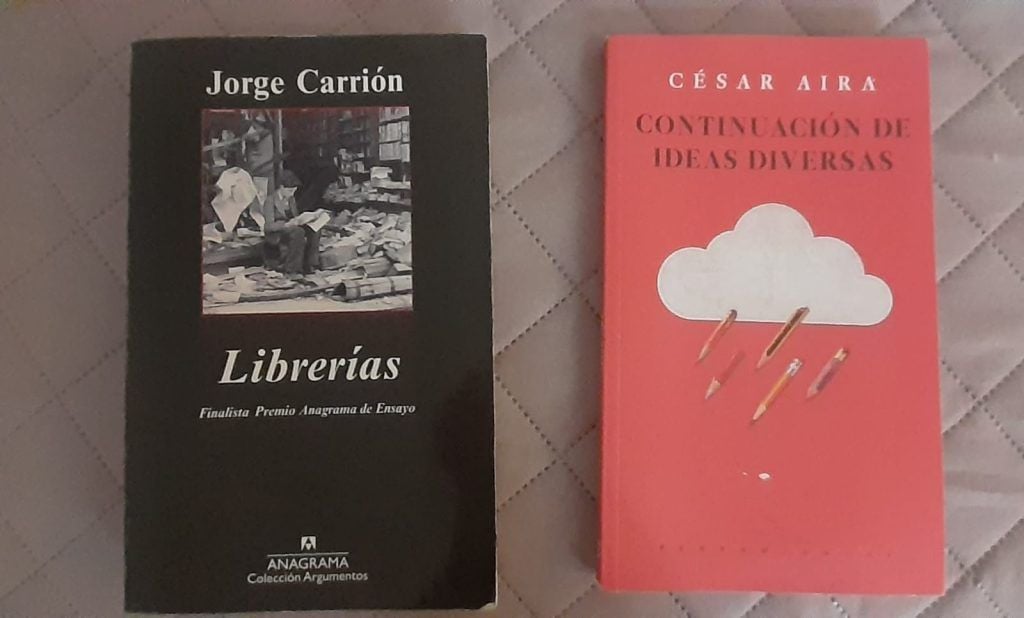 'Librerías' de Jorge Carrión y 'Continuación de ideas diversas' de César Aira / Imagen: Jorge Enrique Lage