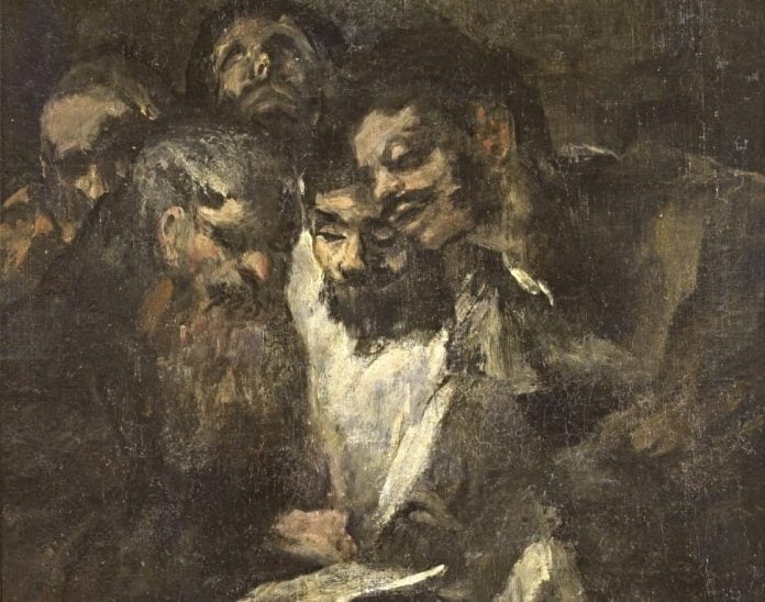 ‘La lectura’ u ‘Hombres leyendo’ (detalle), de la ‘Pinturas negras’; Francisco de Goya