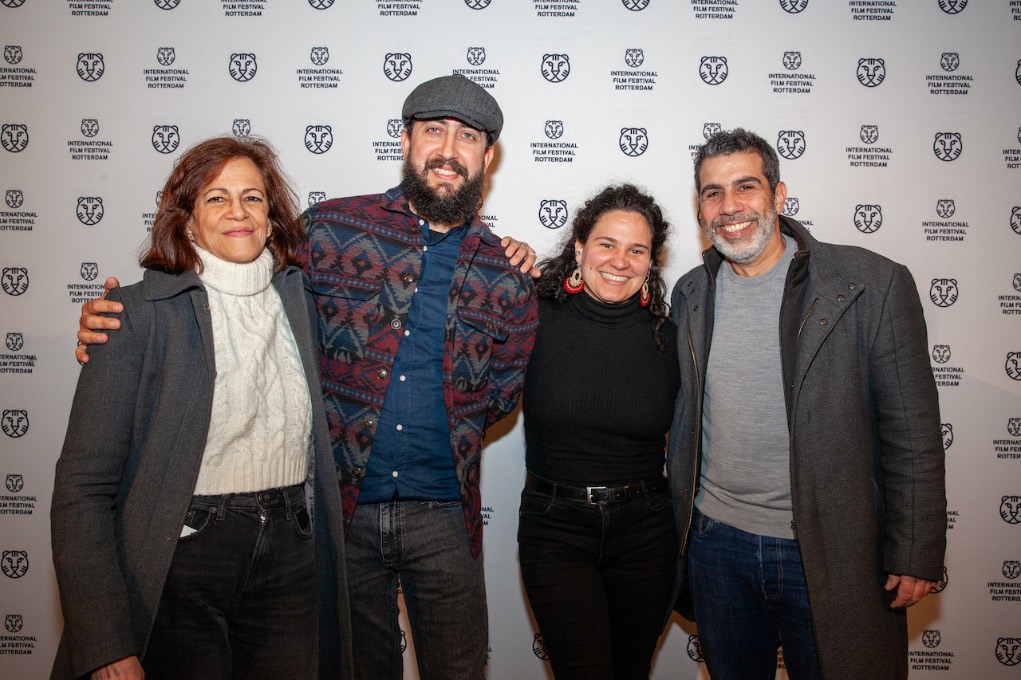 Teresita Estrella, Alejandro Alonso, Daniela Muños y Boris Prieto en el estreno de ‘La historia se escribe de noche’ en el Festival Internacional de Cine de Rotterdam, Países Bajos