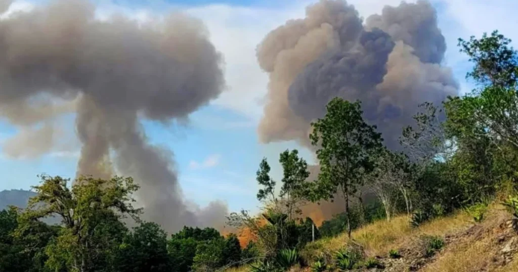 Incendio en almacén militar de Melones / Foto Miguel Díaz-Canel/X