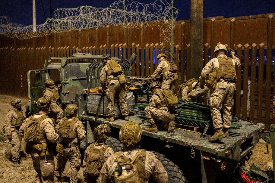 Despliegue de soldados y marines en la frontera sur de Estados Unidos / Imagen: X Carolina Leavitt