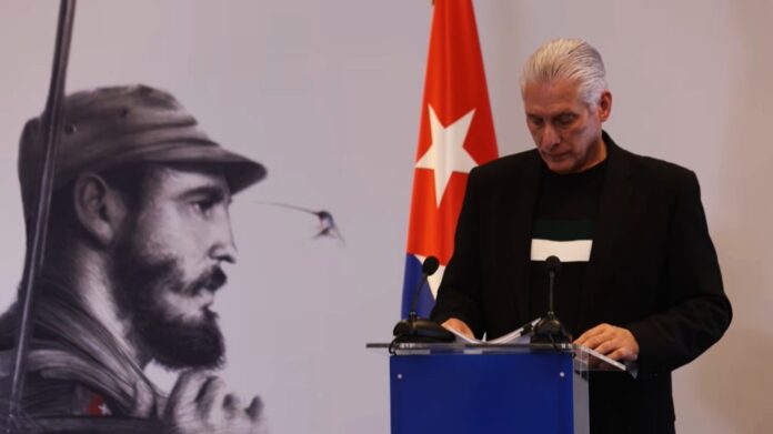 Miguel Díaz-Canel, presidente de Cuba, durante una comparecencia especial ante la prensa este 5 de febrero de 2026