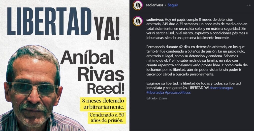 Exigen libertad para presos políticos de Nicaragua